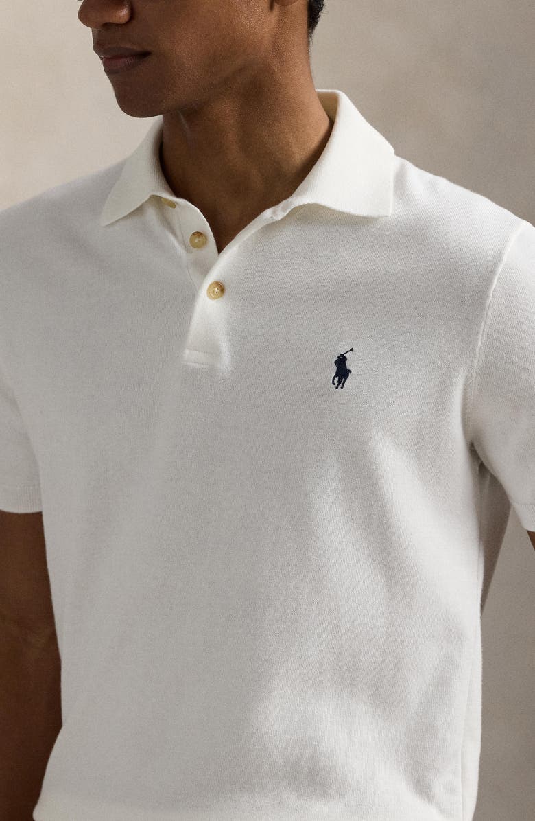 Polo Ralph Lauren Short Sleeve Cotton Polo Sweater, Alternate, color, Deckwash White W/ Navy Pp