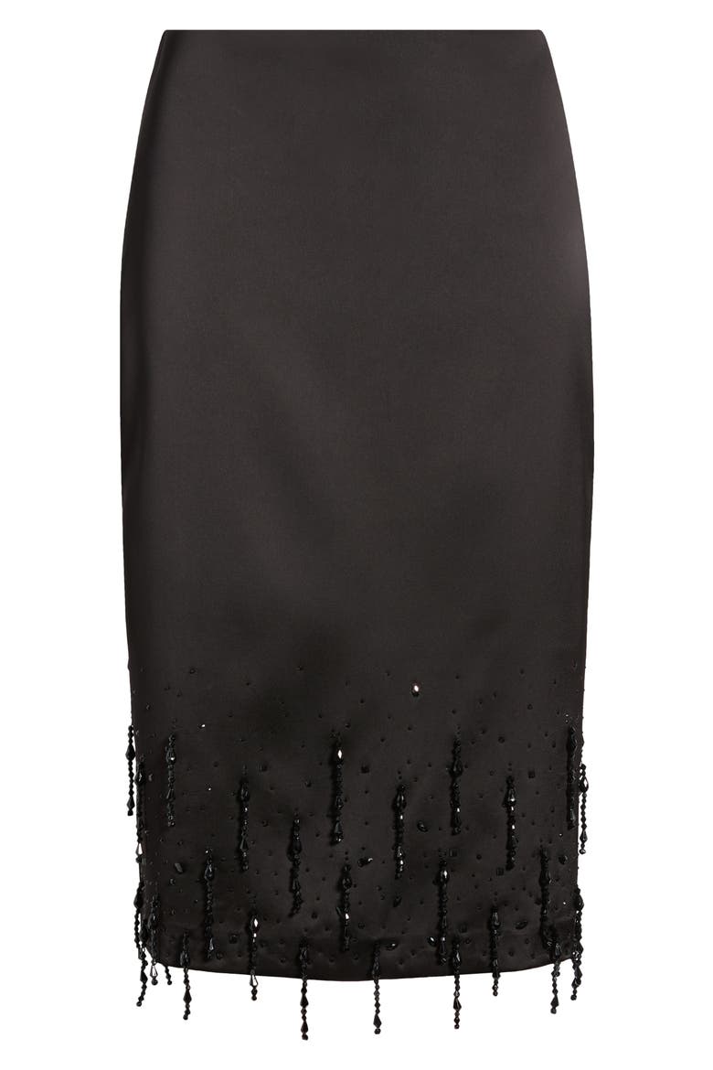 Crystal Trim Midi Skirt, Alternate, color, BLACK