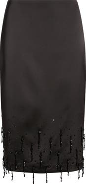 MANGO Crystal Trim Midi Skirt