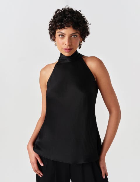 Reese High Neck Satin Top