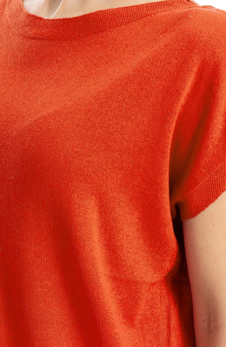 MAX STUDIO Ruched Shoulder Short Sleeve Knit Sweater, Alternate, color, Terra