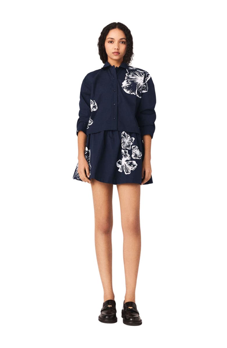 maje Cropped cotton shirt, Alternate, color, Navy