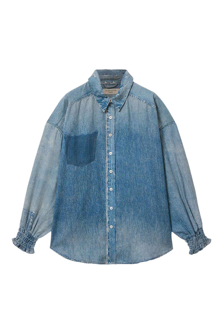 Charli Button-Up Denim Shirt, Alternate, color, ILLUSION INDIGO