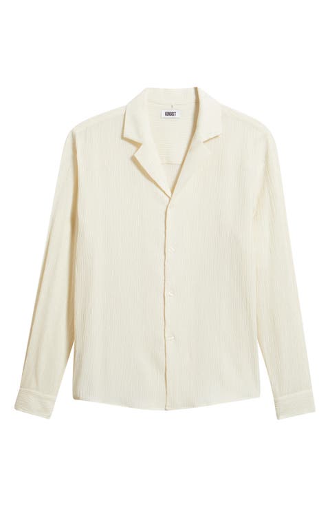 Rippled Long Sleeve Camp Shirt