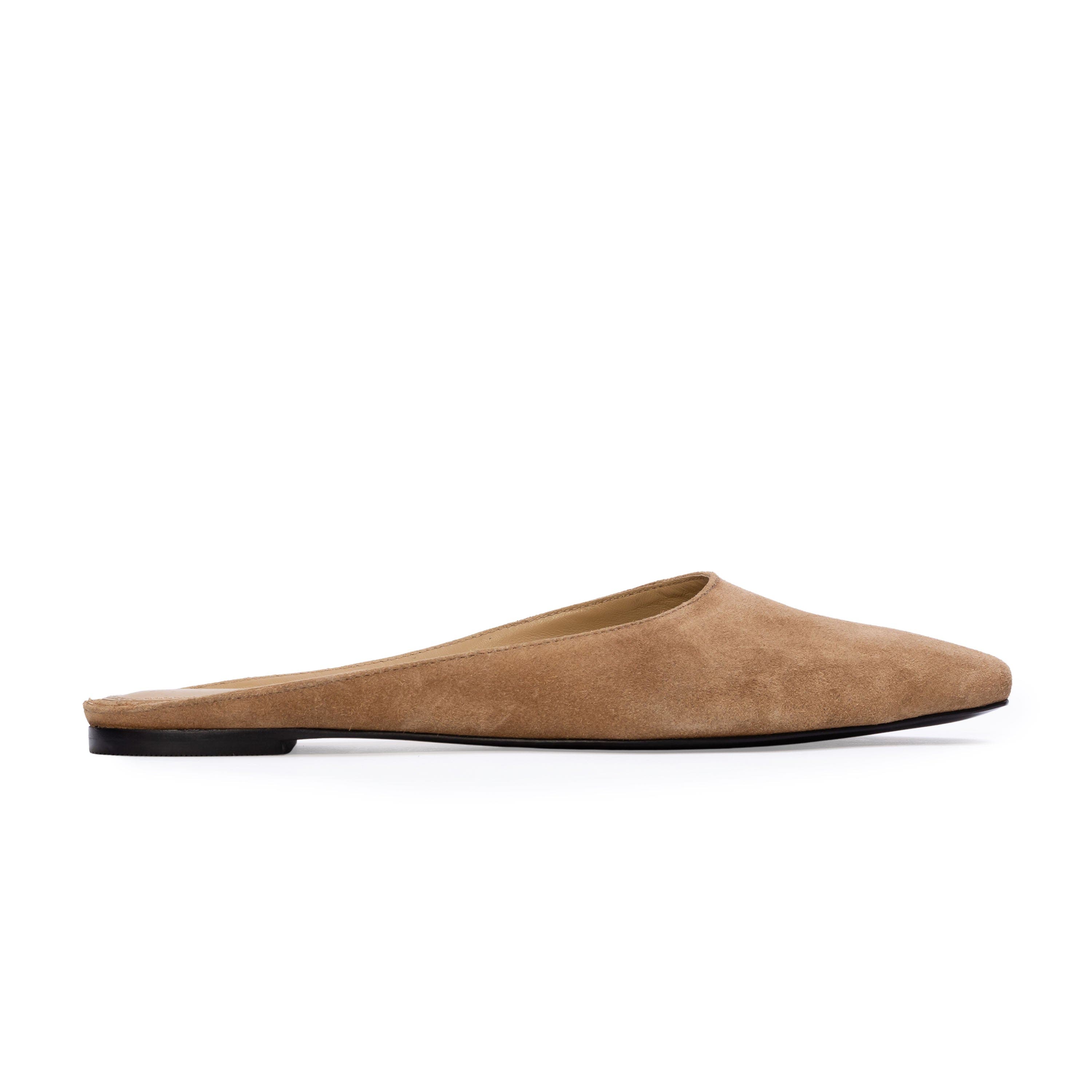 Lucia Suede Backless Ballerina, Main, color, Latte Suede