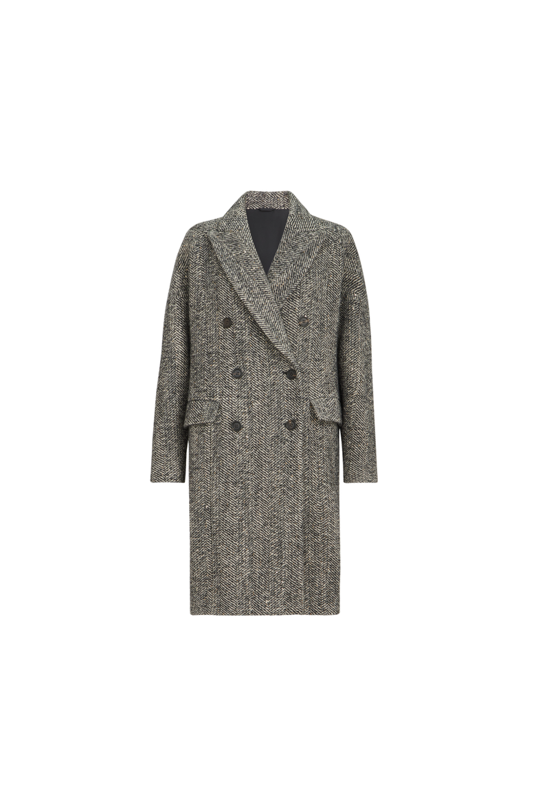 Dazzling virgin wool and alpaca chevron coat with monili, Alternate, color, Panama