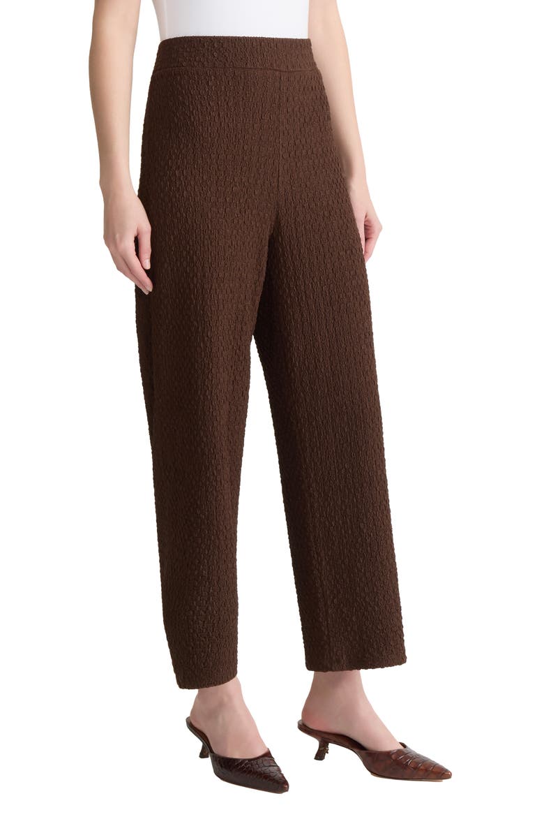 Puckered Wide Leg Pull-On Ankle Pants, Alternate, color, FUDGE