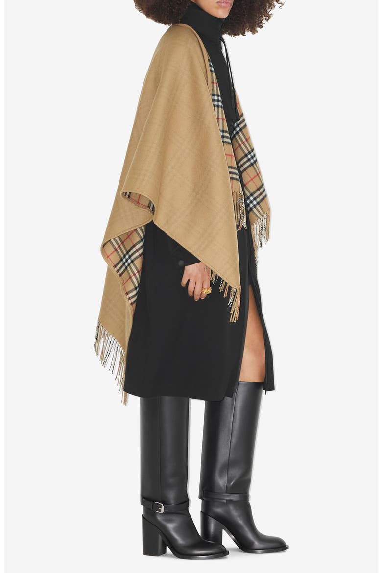 Vintage Check Wool Cape, Alternate, color, ARCHIVE BEIGE