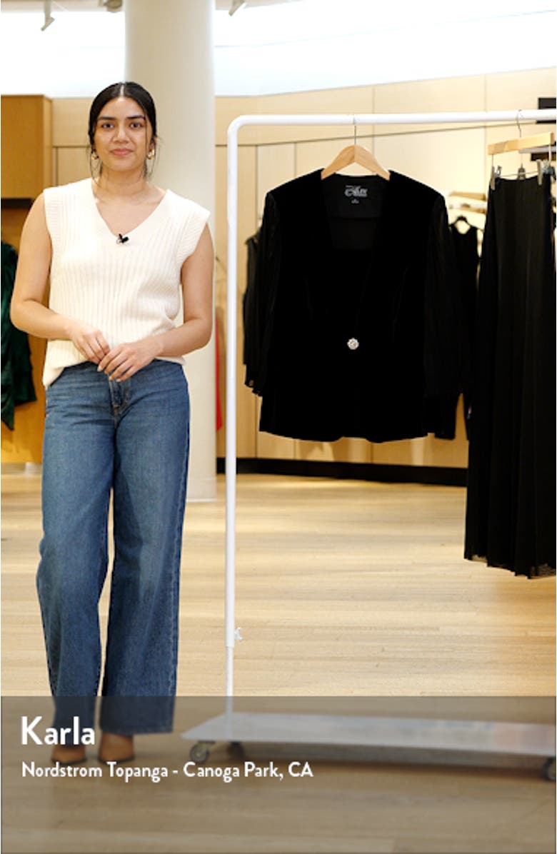 Pleated Chiffon Sleeve Velvet Cardigan & Tank Set, sales video thumbnail