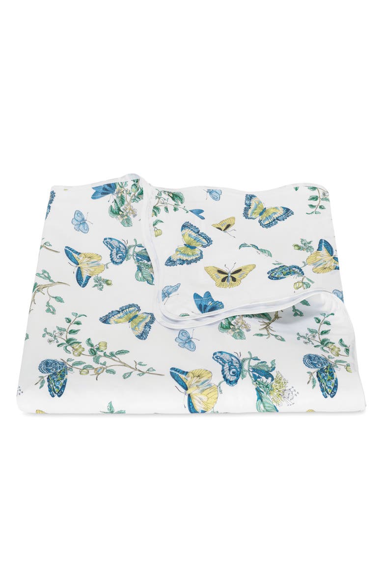 Matouk Baudin Butterfly Duvet Cover, Main, color, Prussian Blue