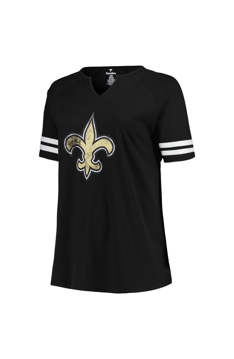 FANATICS Women's Fanatics Branded Black New Orleans Saints Plus Size Logo Notch Neck Raglan Sleeve T-Shirt, Alternate, color, 