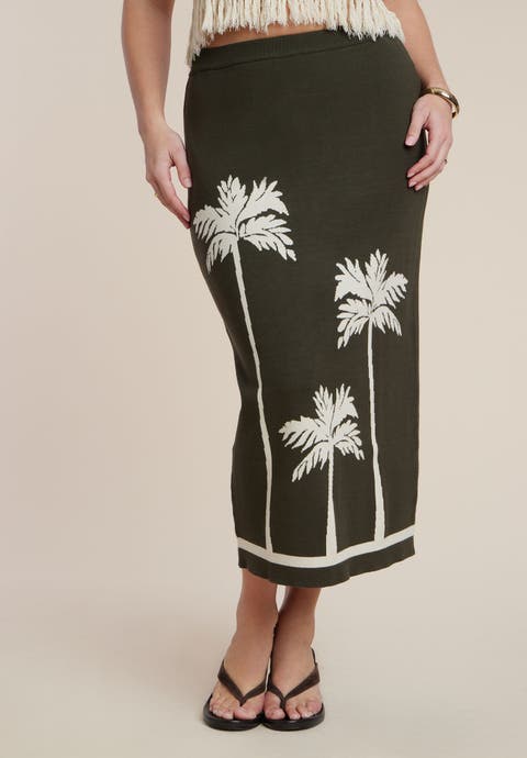 Intarsia Column Skirt (Plus)