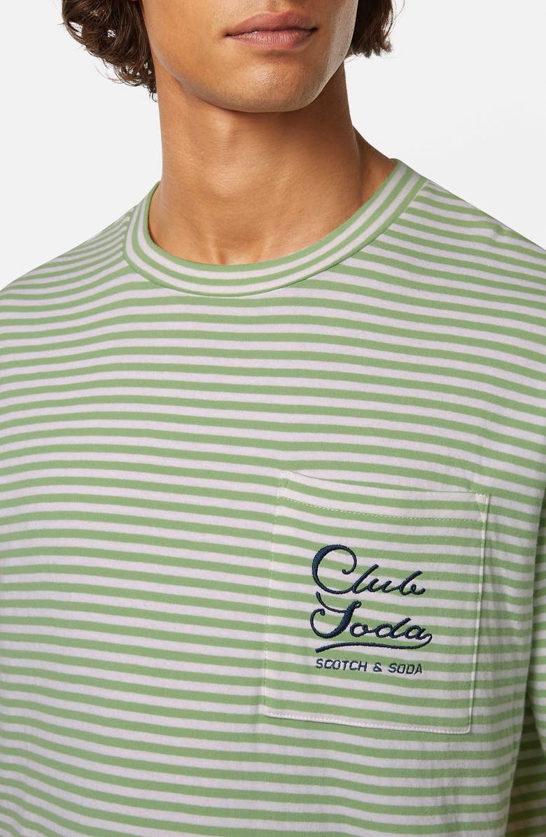 Scotch & Soda Relaxed Fit Stripe Pocket T-Shirt, Alternate, color, Pistachio Stripe