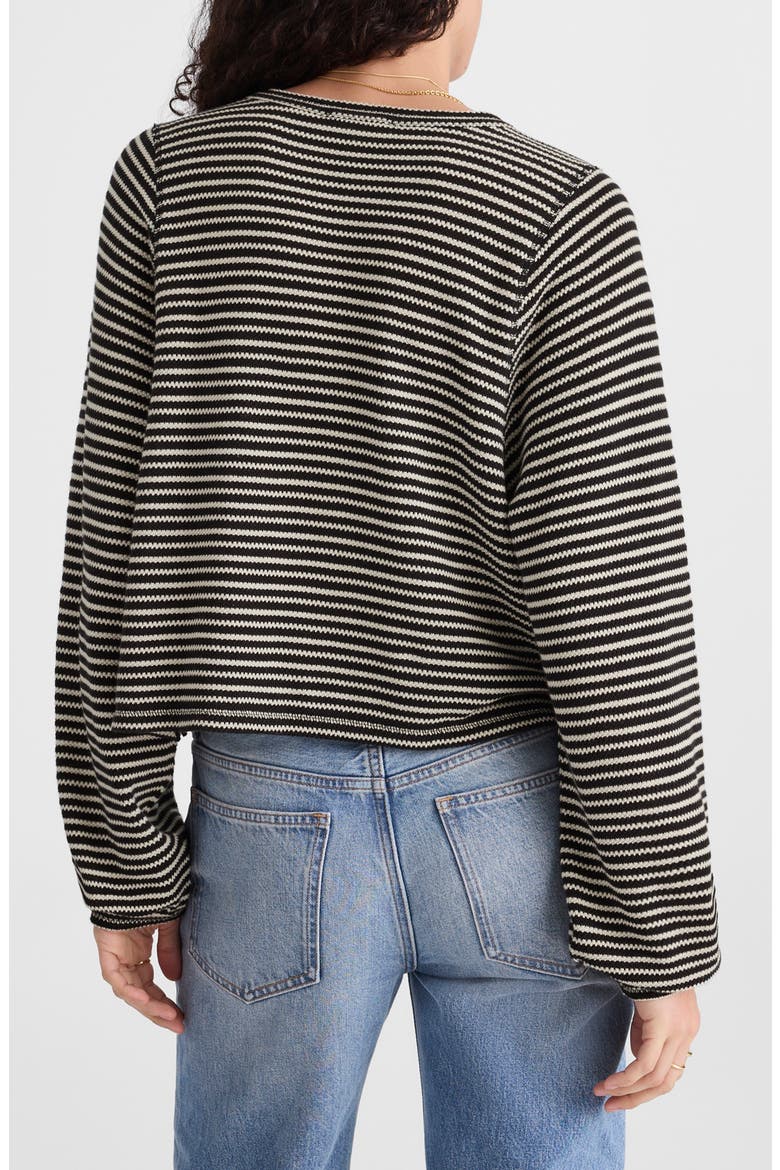 Stripe Curved Long Sleeve T-Shirt, Alternate, color, JET BLACK