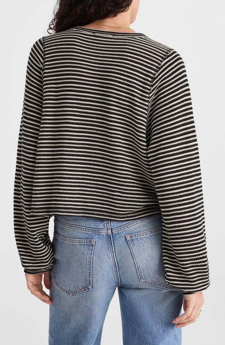 Madewell Stripe Curved Long Sleeve T-Shirt, Alternate, color, Jet Black
