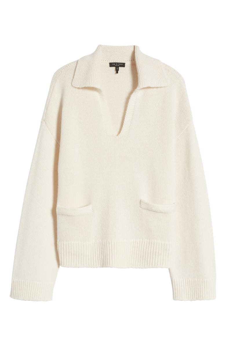 rag & bone Danica Wool & Cashmere Polo Sweater, Alternate, color, Ivory
