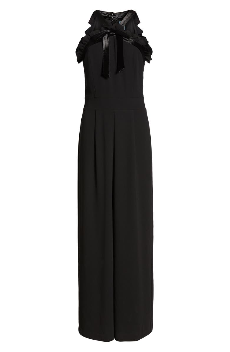 CeCe Velvet Bow Detail Jumpsuit, Alternate, color, 