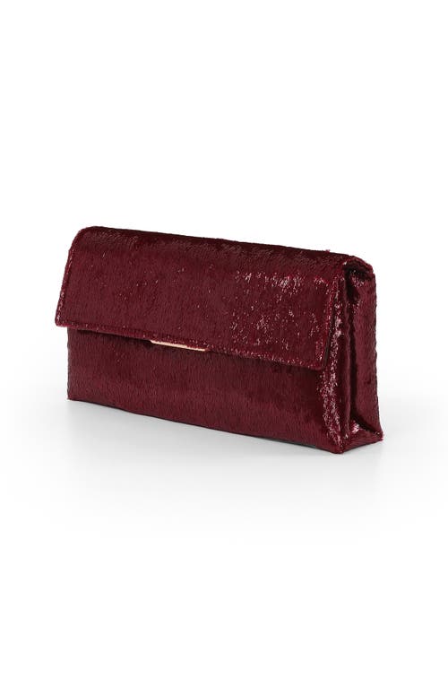 Jewel Badgley Mischka Angel Soft Faux Pony Hair Envelope Clutch In Red