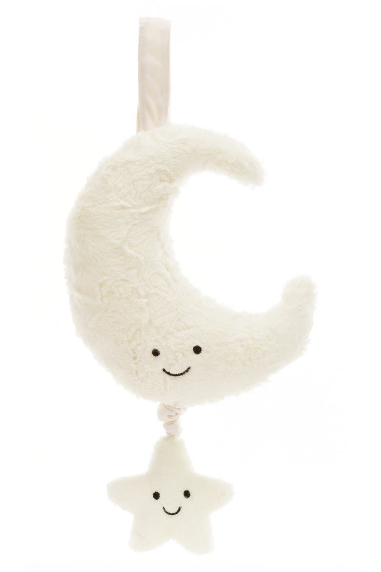 Amuseables Crescent Moon & Star Musical Pull 11-Inch Plushie, Main, color, WHITE
