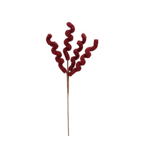 Foam & Tinsel Curly Stem, Red