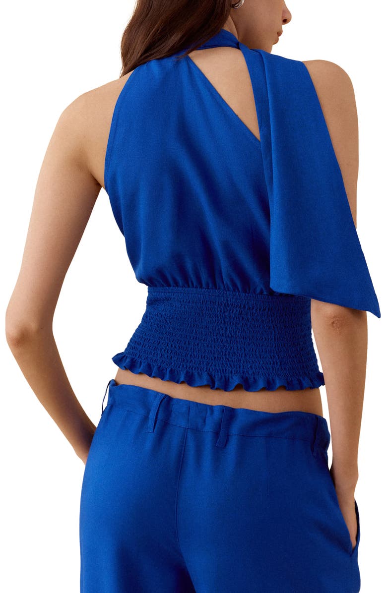 MANGO TEEN Asymmetric Halter Neck Crop Top, Alternate, color, Vibrant Blue