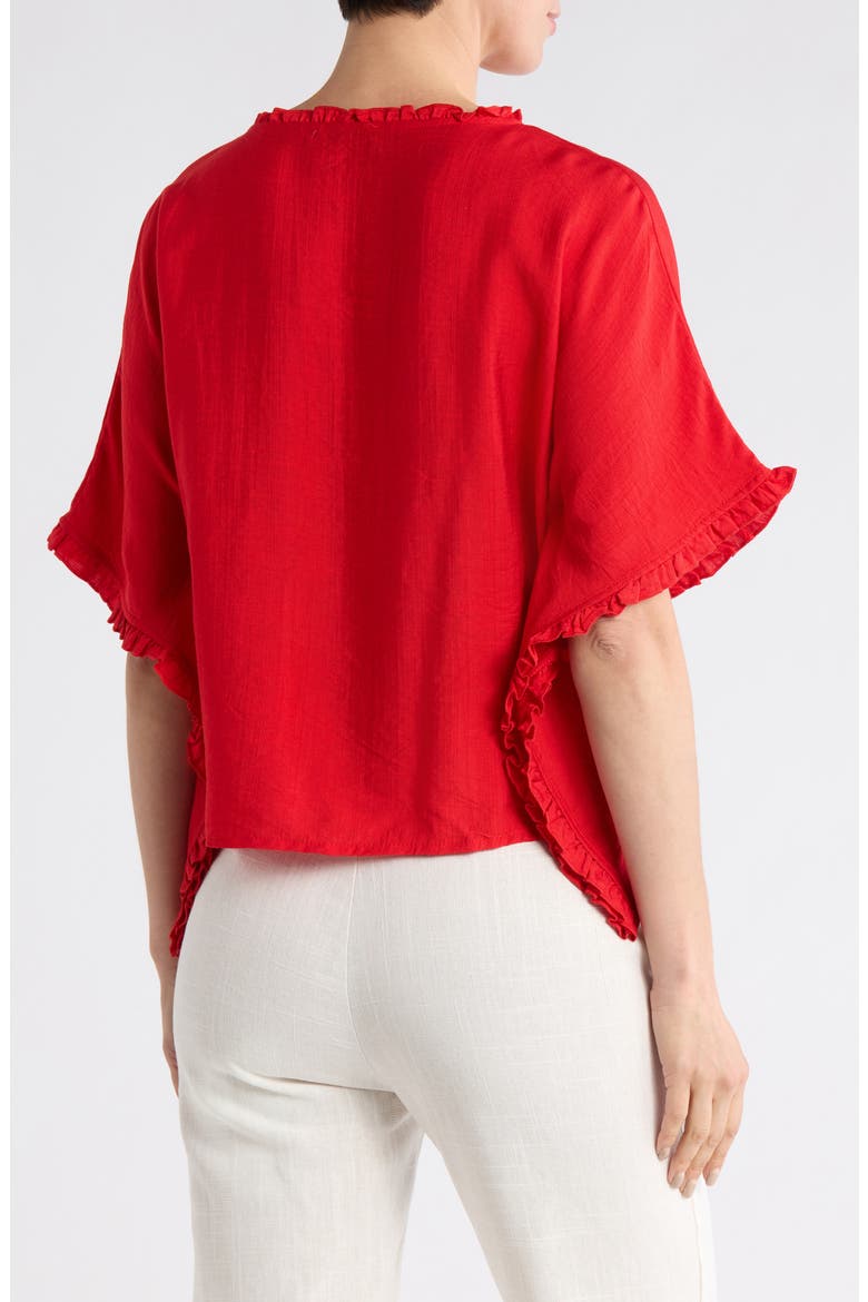 Ruffle Trim Top, Alternate, color, RED