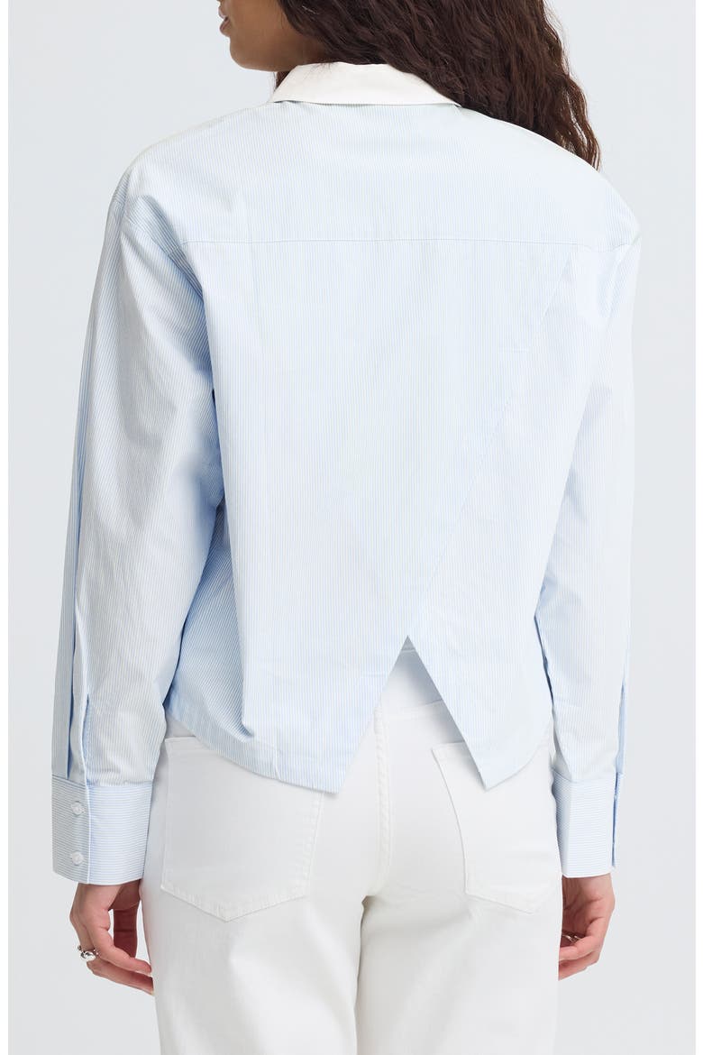 Stripe Split Hem Crop Cotton Button-Up Shirt, Alternate, color, BLUE/WHITE STRIPE