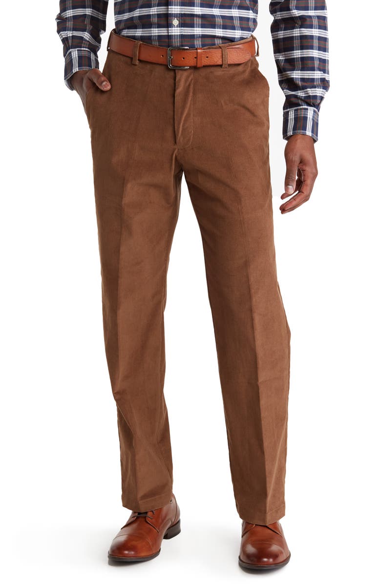 HAGGAR Classic Fit Stretch Corduroy Pants, Main, color, Camel