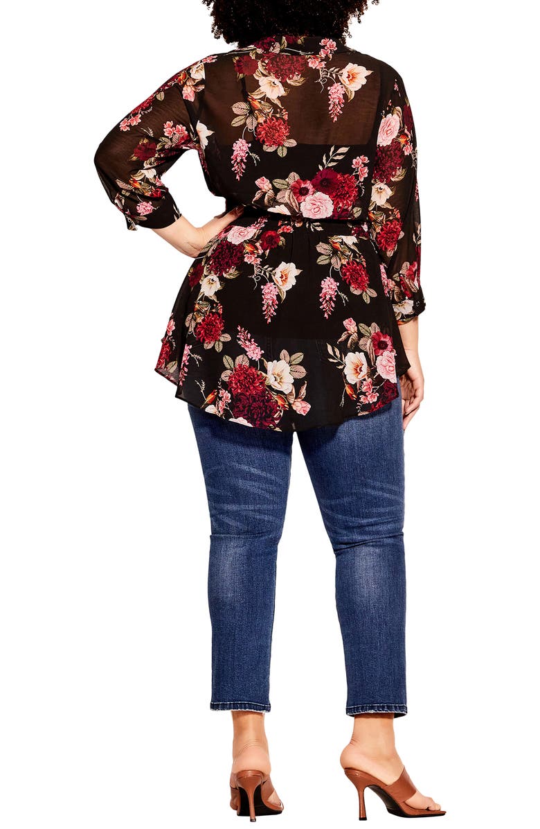 City Chic Floral Paradise Smock Waist Blouse, Alternate, color,