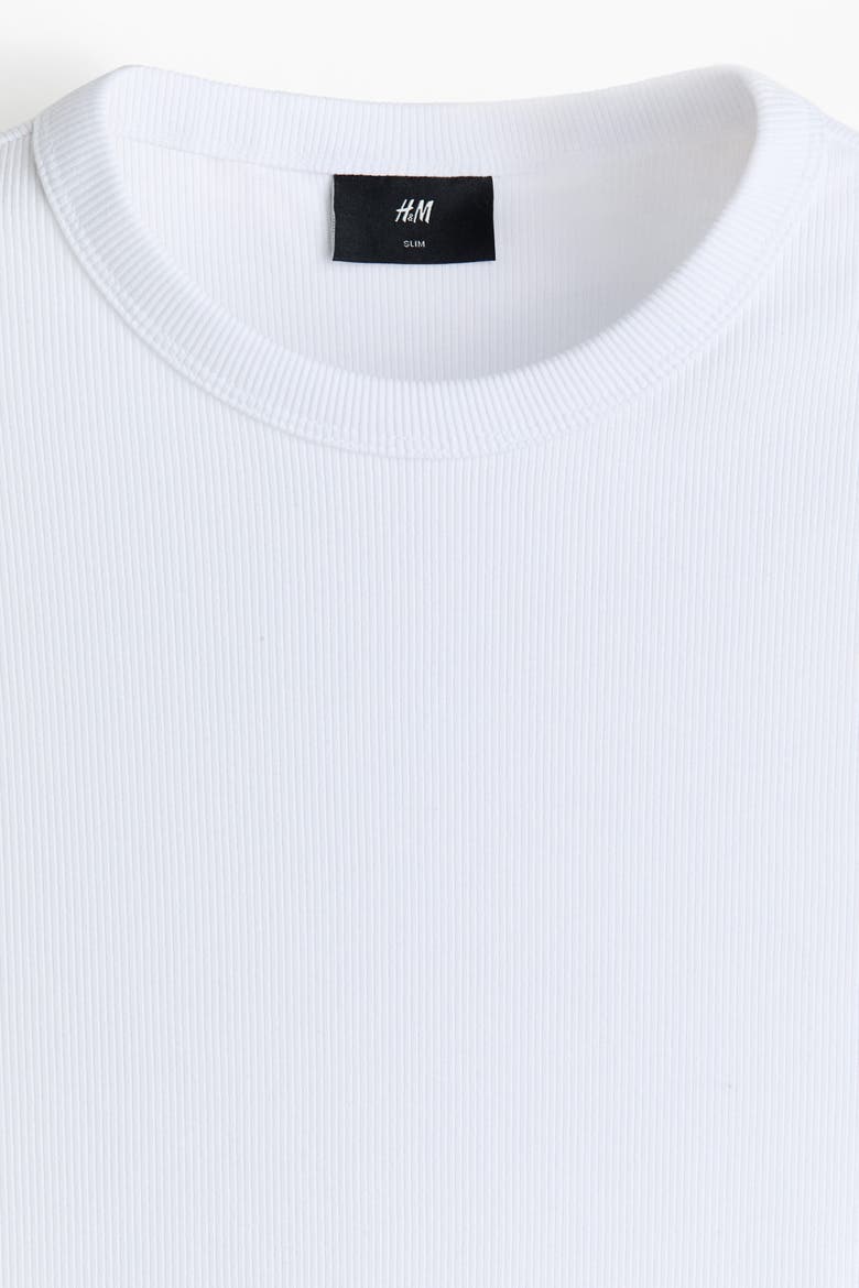 Slim Fit Ribbed T-shirt, Alternate, color, White