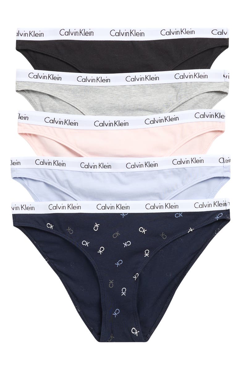 Calvin Klein Logo Bikini - Pack of 5, Main, color, P7a/ Ub1/ Tkf/ 2Nt