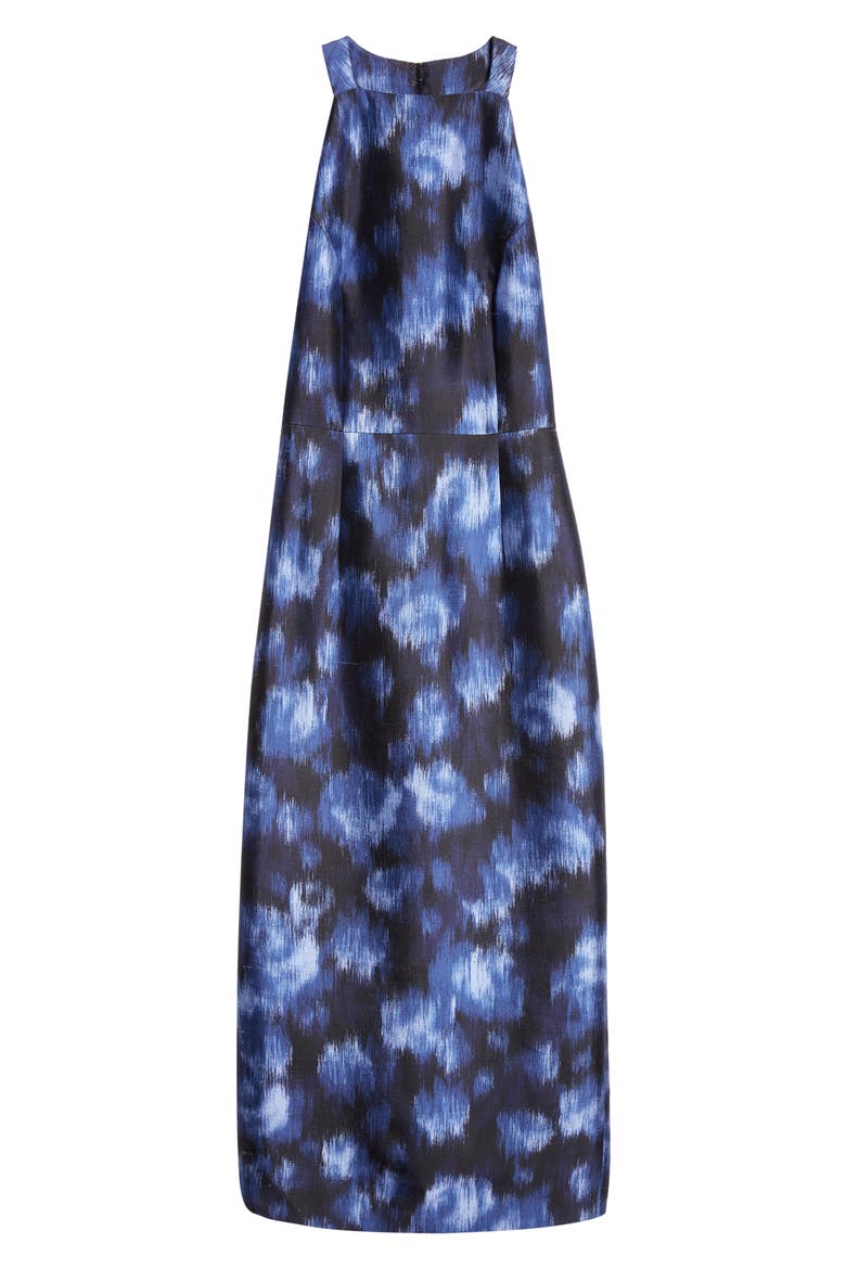 Print Wool & Silk Sheath Midi Dress, Alternate, color, RIVIERA/BLACK