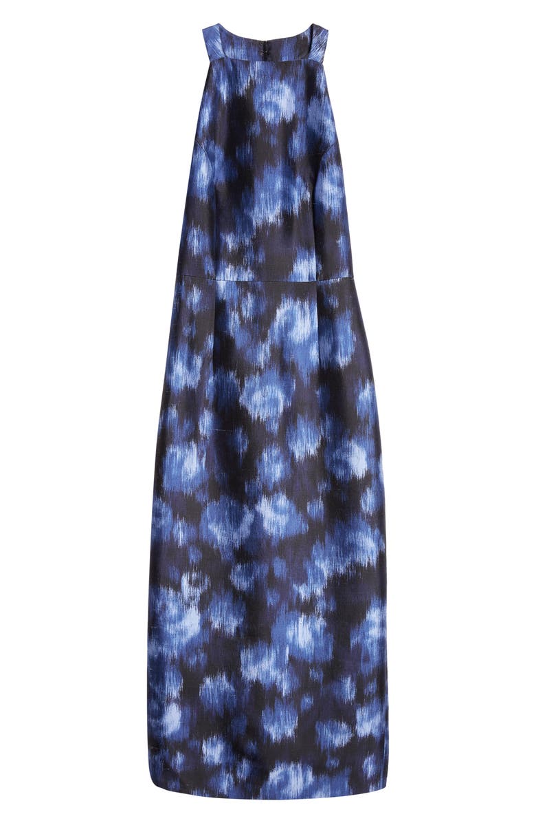 Michael Kors Collection Print Wool & Silk Sheath Midi Dress, Alternate, color, Riviera/ Black