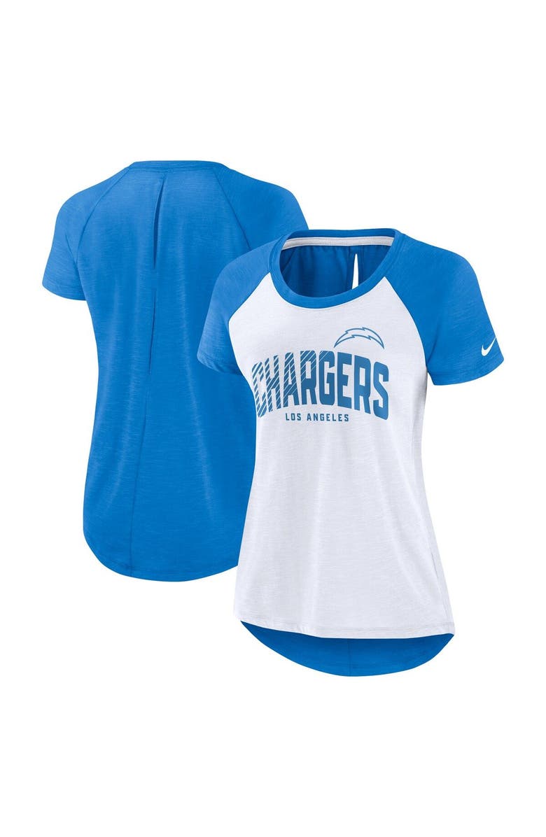 Nike Women's Nike White/Heather Scarlet Los Angeles Chargers Back Slit Lightweight Fashion T-Shirt, Main, color,