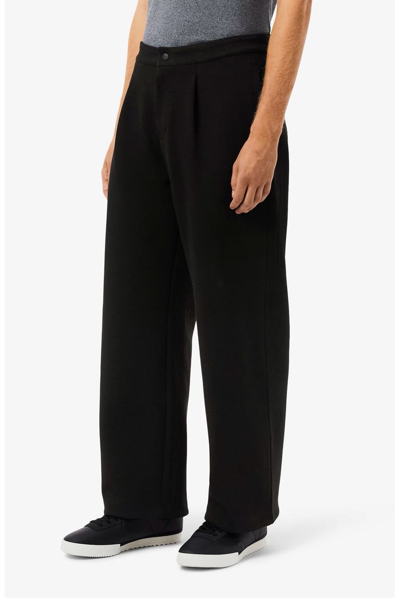 Loose Fit Pleated Piqué Pants, Alternate, color, 031 BLACK