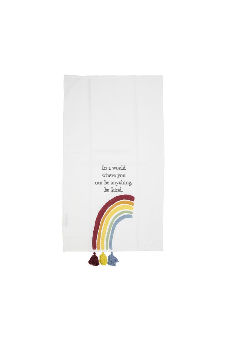 Be Kind Rainbow Multi Cotton Tea Towel, Alternate, color, Red
