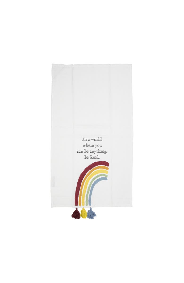 Foreside Home and Garden Be Kind Rainbow Multi Cotton Tea Towel, Alternate, color, Red