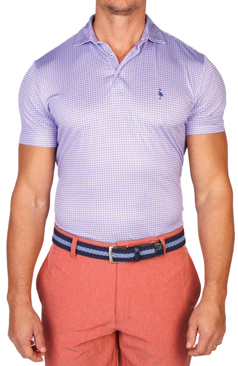 TailorByrd Floral Compass Performance Golf Polo, Alternate, color, Peri Blue