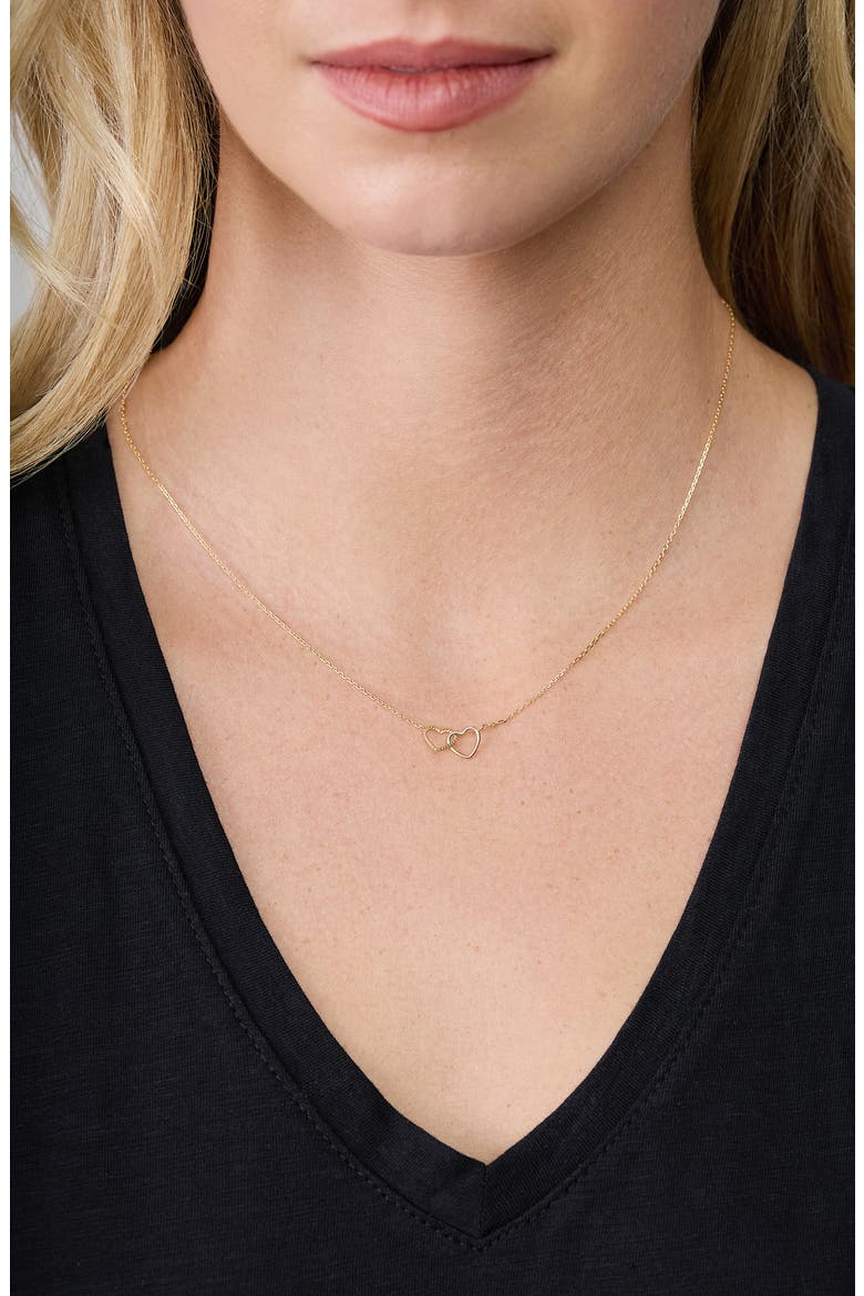 14K Gold Interlocking Heart Pendant Necklace, Alternate, color, 14KY