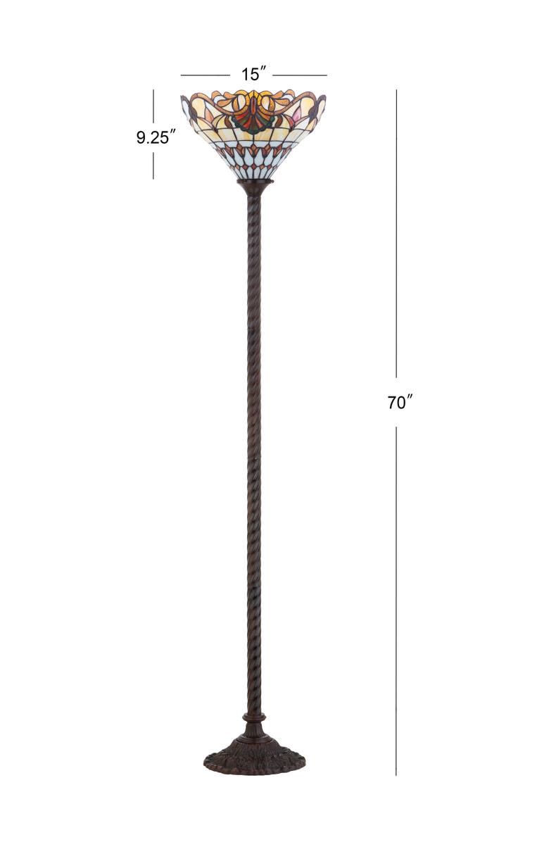 JONATHAN Y Davis Tiffany-Style 70" Torchiere LED Floor Lamp, Bronze, Alternate, color, Bronze
