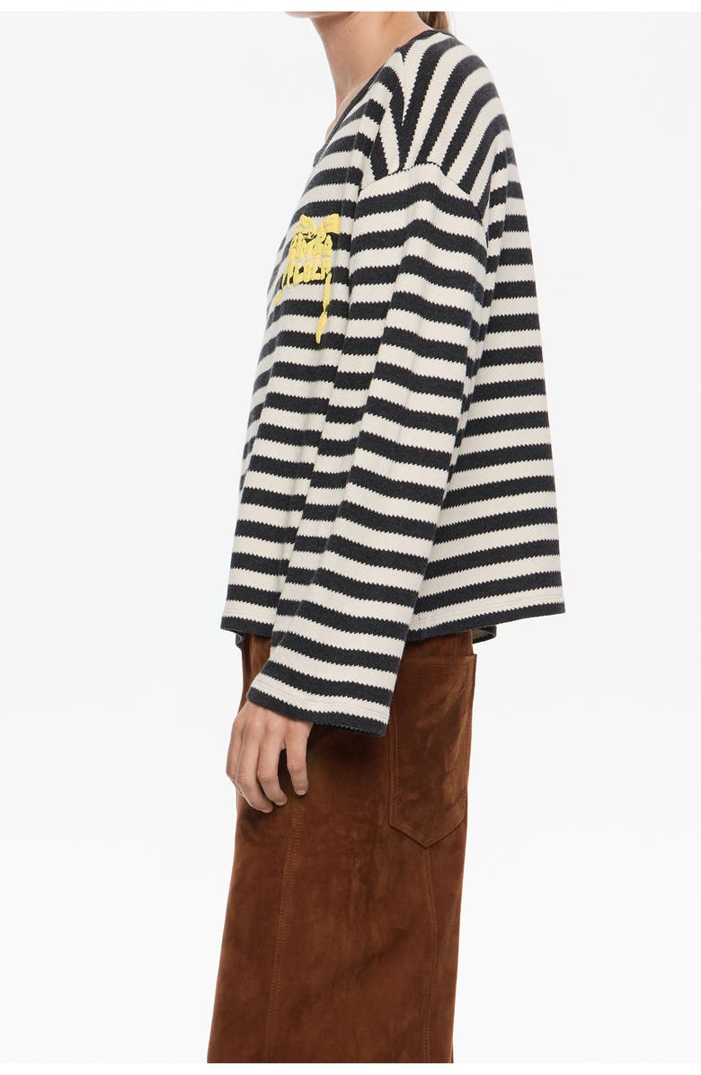 Bimba y Lola Striped Long Sleeve T-Shirt, Alternate, color, Black