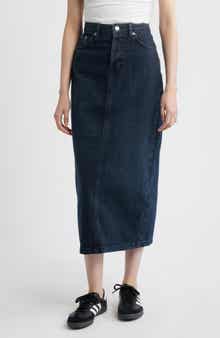 Topshop Denim Midi Skirt