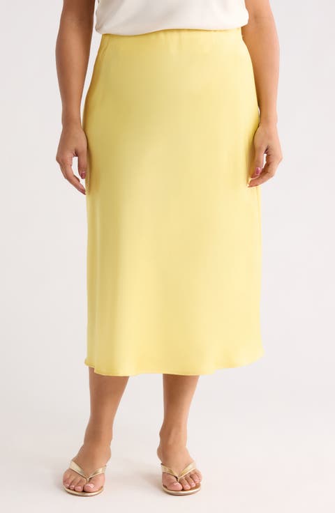Satin Midi Skirt (Plus)