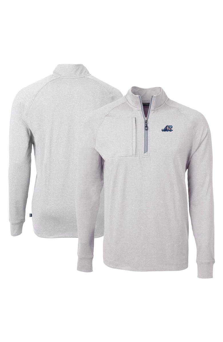 Cutter & Buck Men's Cutter & Buck  Heather Gray West Michigan Whitecaps Adapt Eco Knit Heather Big & Tall Quarter-Zip Pullover Top, Main, color, 