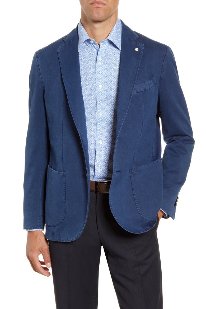Trim Fit Solid Cotton Sport Coat, Main, color, BLUE