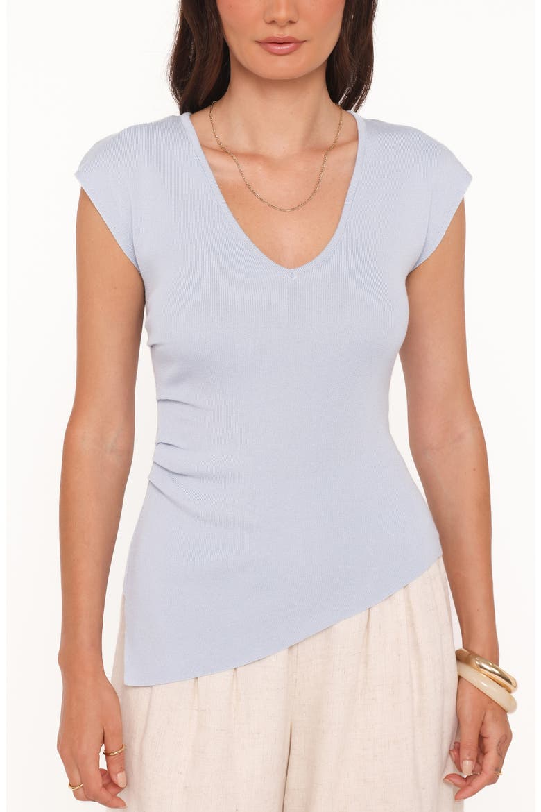 Side Ruched Knit Top, Alternate, color, LIGHT BLUE