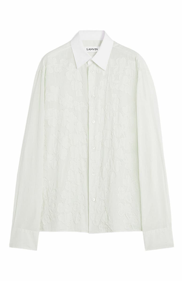 Lanvin Cotton Voile Shirt With Cut-Outs, Alternate, color, Optic White