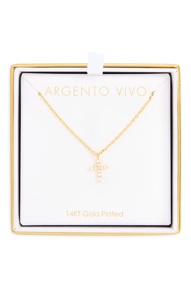 Cubic Zirconia Cross Necklace, Alternate, color, GOLD