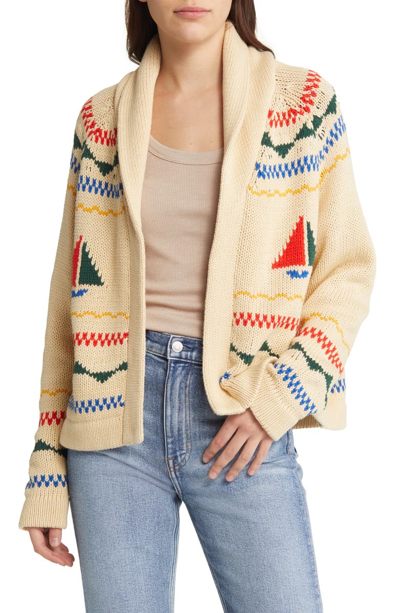 THE GREAT. The Sailboat Lodge Shawl Collar Cardigan, Main, color,