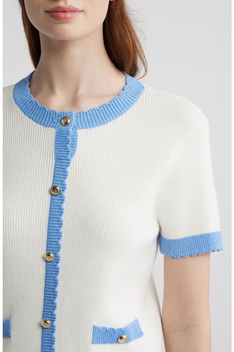 Bennet Short Sleeve Rib Cardigan, Alternate, color, SUMMER WHITE-BLUE HY